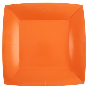 Orange square plates 23cm (10pcs)