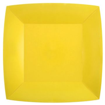 Yellow square plates 23cm (10pcs)