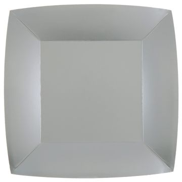 Square Silver Plates 23cm (10pcs)