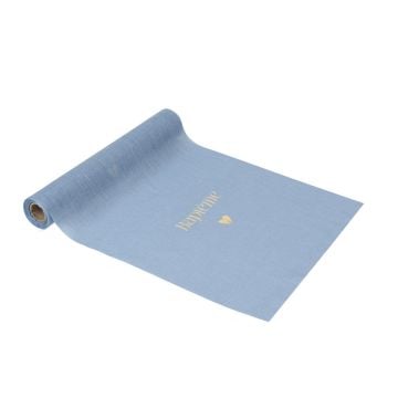 Chemin de table - Baptême Mousseline Bleu