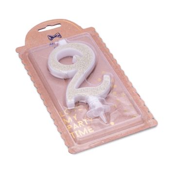 Light Gold Number Candle - 2 (10cm)