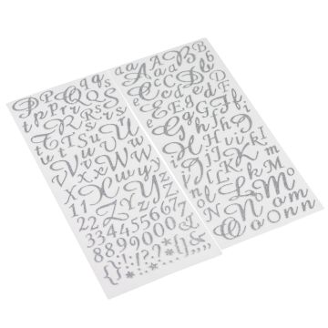 Alphabet stickers Silver 0.8 to 2cm (167pcs)