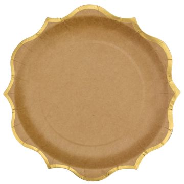 Kraft plates with gold trim (8pcs)