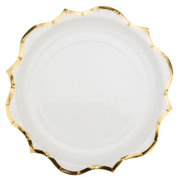 White plates with gold trim (8pcs)