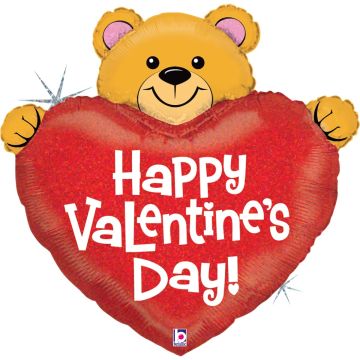 Alu-Ballon - Valentinstag Teddybär Herz