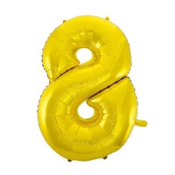 Folienballon Zahl 8 Gold - 40cm