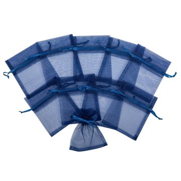 Pochettes en organza - Bleu marine (10 pièces)