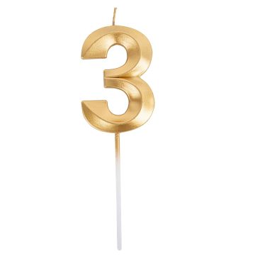 Candle Number - Gold - 3 (7cm)