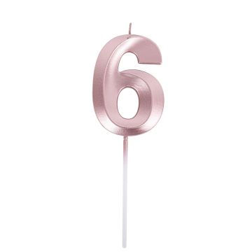 Candle Number 6 Rose gold (7cm)