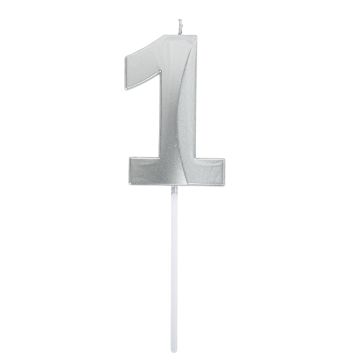 Candle Number - Silver - 1 (7cm)