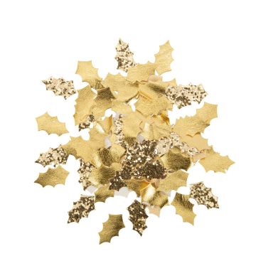 Konfetti Stechpalme mit Ledereffekt und Goldglitter