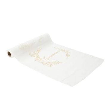 Chemin de table Communion avec Feuilles dorées