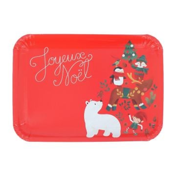 Plateau en carton - "Joyeux Noël" Rouge