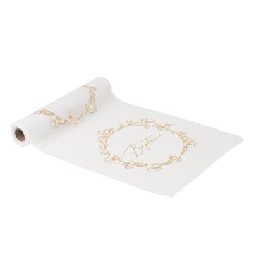 Chemin de table - Baptême Mousseline Blanche