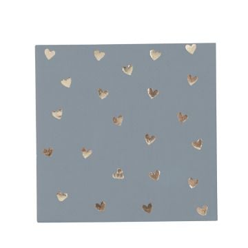 Serviettes cocktail - Coeurs Bleu Or