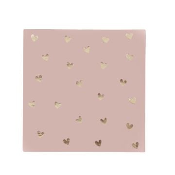 Serviettes cocktail - Coeurs Rose Or