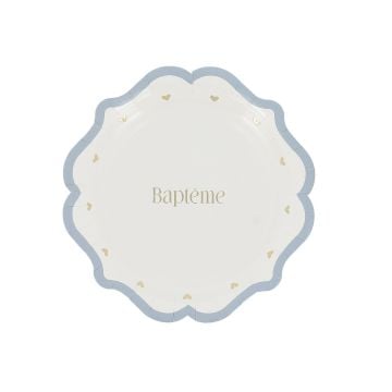 Assiettes Baptême - Bleu