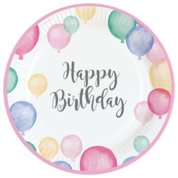 Plates - Happy Birthday Balloons (8pcs)