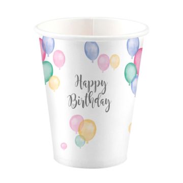 Cups - Happy Birthday Balloons (8pcs)