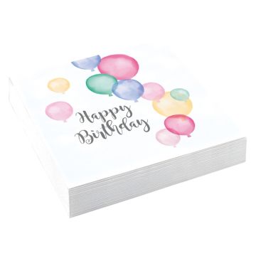 Serviettes Happy Birthday Ballons (20pcs)