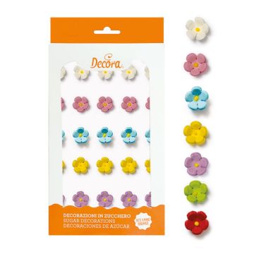 Sugar ornaments - Multicolored flowers (30pcs)