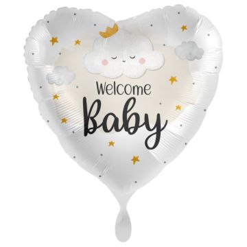 Alu-Ballon - Herz - Welcome Baby