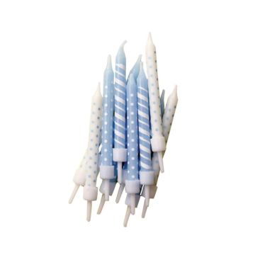 Dots Candles - Blue and White (12pcs)