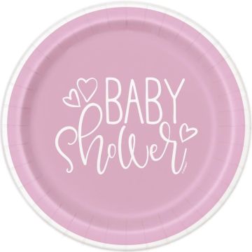 Assiettes Baby Shower Rose 18cm (8 pcs)