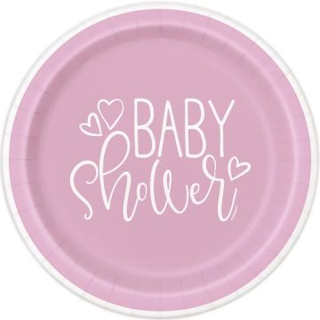 Assiettes Baby Shower Rose 23cm (8 pcs)