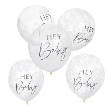 Ballons confettis Hey Baby (5pcs)
