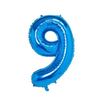 Folienballon Blau Zahl 9 - 80cm