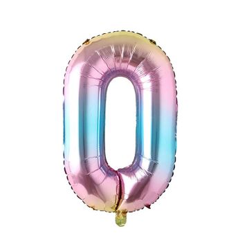 Folienballon Mehrfarbig Zahl 0 - 40cm