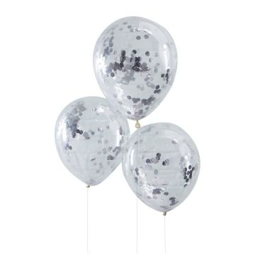 Ballons confettis - Argent (5pcs)