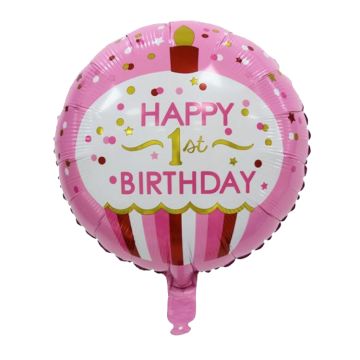 Happy 1st Birthday Ballon Rosa
