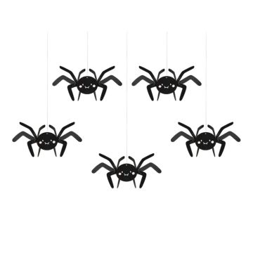 Black spiders to hang (5pcs)