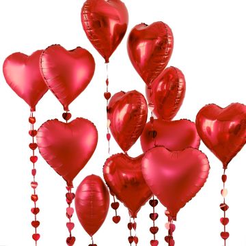 Red heart balloon set (12pcs) 