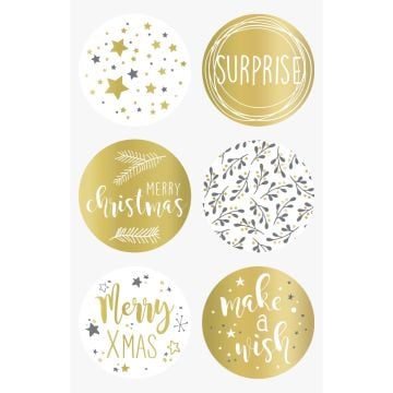 Autocollants - Merry Xmas doré (24pcs)