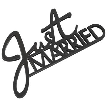 Black wood table decor - Just Married