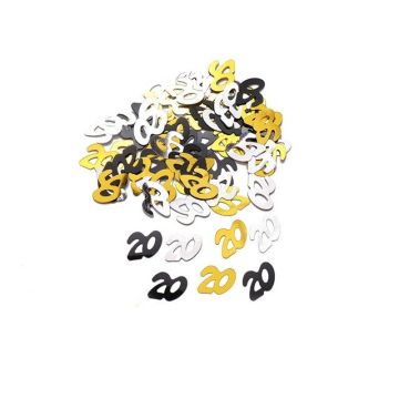 Confettis Age "20" - Black, Gold & Silver (100 pcs)