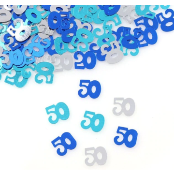 Konfetti Alter "50" - Blaue Serie