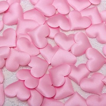 Confettis Coeurs en tissu - Rose (50 pièces)