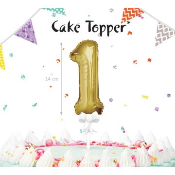 Cake Topper - Balloons Gold Figures 14cm - 1
