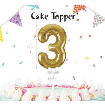Cake Topper - Ballon Chiffre Or -14cm 