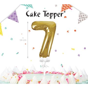 Cake Topper - Balloons Gold Numbers 14cm - 7