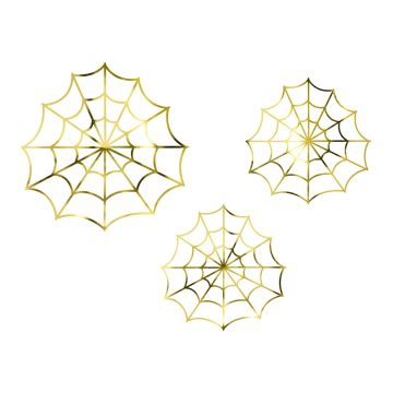 Golden paper spider web (3pcs)