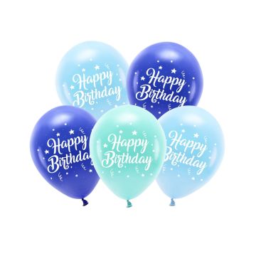 Ballons latex - Happy Birthday Bleus (5pcs)