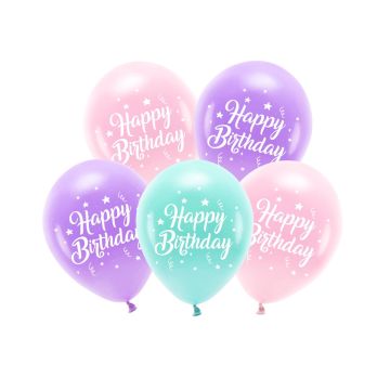 Ballons latex - Happy Birthday Roses (5pcs)