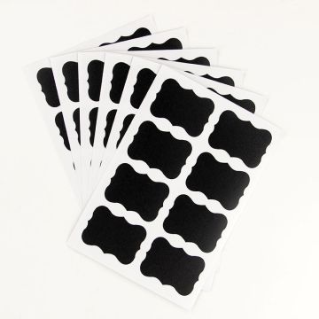 Schwarze selbstklebende Etiketten in Tafelform (48 Stück)