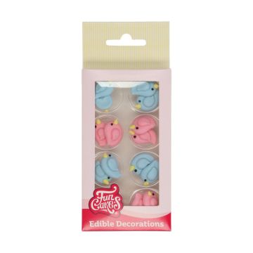 Sugar decorations - Pink and blue birds
