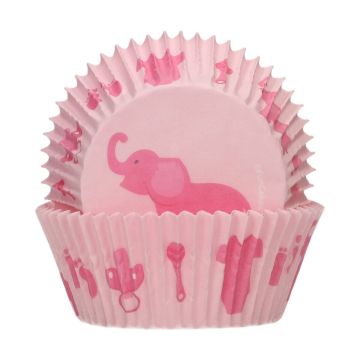 Caissettes à Cupcakes - Eléphant rose (48 pcs)